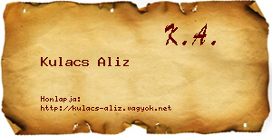 Kulacs Aliz névjegykártya